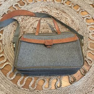 Hartmann Tweed & Leather Travel Bag / Briefcase - Gray & Brown